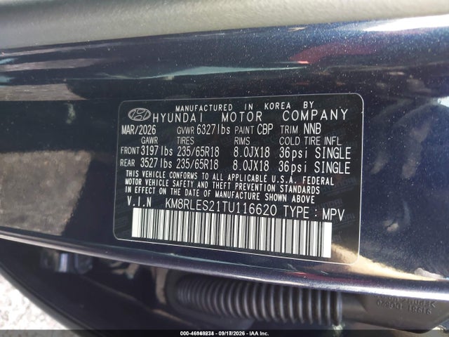 Продажа на аукционе авто 2026 Hyundai Palisade Sel 7p, vin: KM8RLES21TU116620, номер лота: 46148234