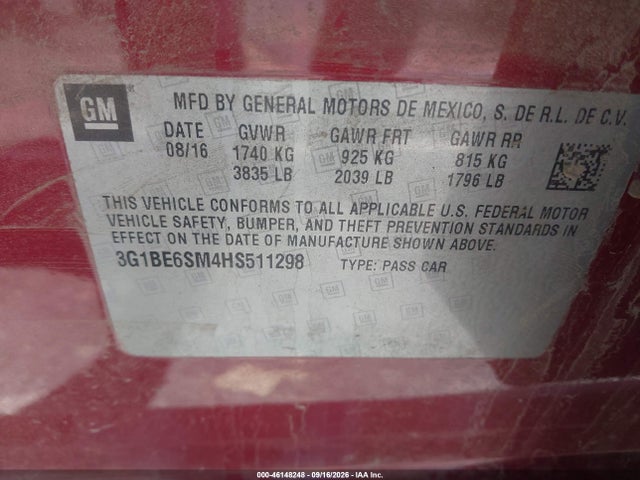 Chevrolet Cruze Lt Auto 2017 3G1BE6SM4HS511298 Image 9