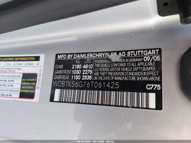 Aukcja sprzedaży 2006 Mercedes-benz Clk 350, vin: WDBTK56G76T061425, numer aukcji: 46148251