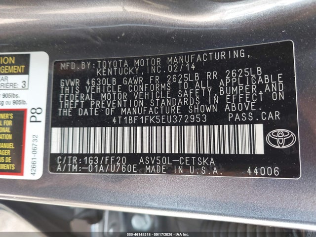 Продажа на аукционе авто 2014 Toyota Camry Se Sport, vin: 4T1BF1FK5EU372953, номер лота: 46148318