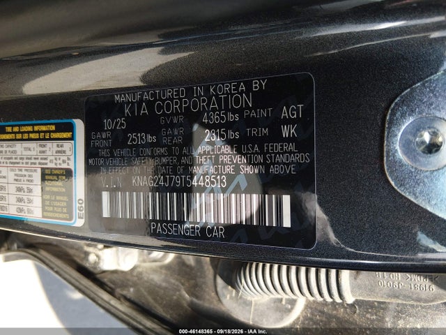 46148365 :رقم المزاد ، KNAG24J79T5448513 vin ، 2026 Kia K5 Lxs Fwd مزاد بيع