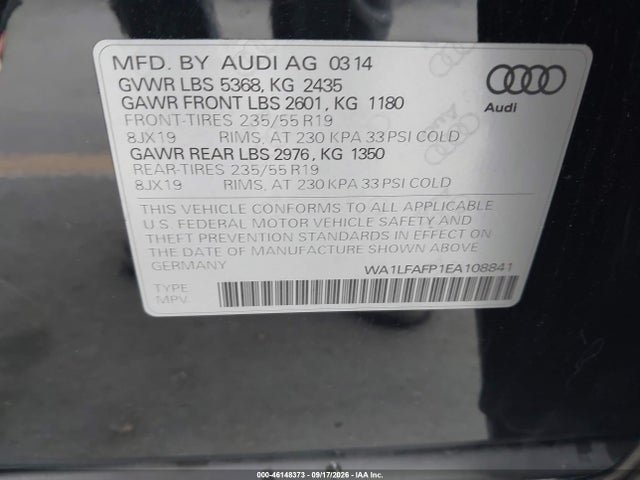 Audi Q5 2.0t Premium 2014 WA1LFAFP1EA108841 Image 9