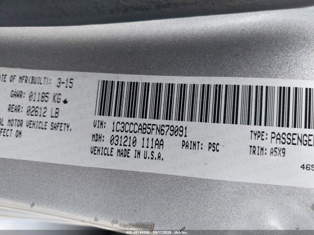 Aukcja sprzedaży 2015 Chrysler 200 Limited, vin: 1C3CCCAB5FN679091, numer aukcji: 46148380