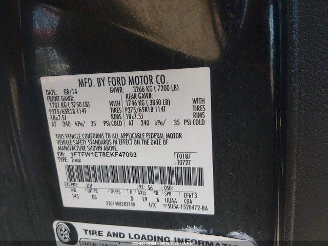 Ford F-150 Xlt 2014 1FTFW1ET8EKF47093 Image 9