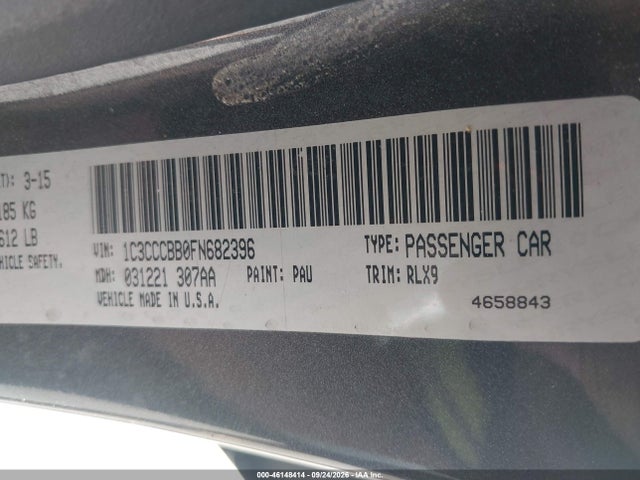 Auction sale of the 2015 Chrysler 200 S, vin: 1C3CCCBB0FN682396, lot number: 46148414