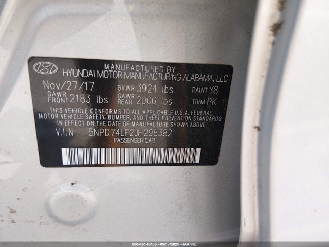 Hyundai ELANTRA SE 2018 5NPD74LF2JH298382 Image 9