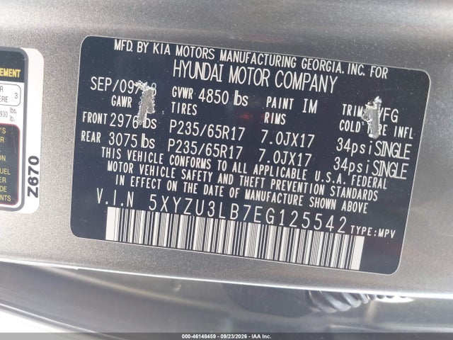 Aukcja sprzedaży 2014 Hyundai Santa Fe Sport 2.4l, vin: 5XYZU3LB7EG125542, numer aukcji: 46148459