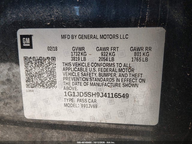 1G1JD5SH9J4116549 Chevrolet Sonic Lt Auto