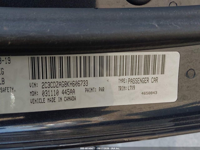 2C3CDZAG8KH606733 Dodge Challenger Sxt
