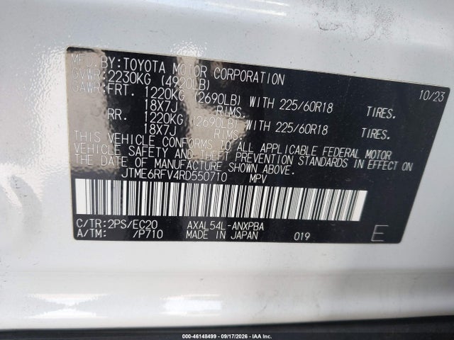 JTME6RFV4RD550710 Toyota Rav4 Hybrid Xse