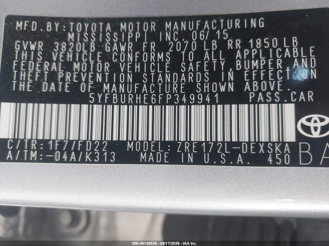 Toyota Corolla S Plus 2015 5YFBURHE6FP349941 Image 9