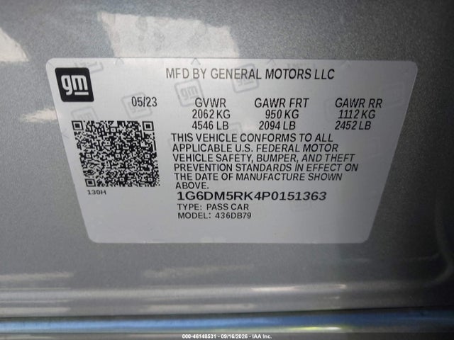 46148531 :رقم المزاد ، 1G6DM5RK4P0151363 vin ، 2023 Cadillac Ct5 Luxury مزاد بيع