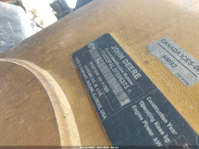 46148682 :رقم المزاد ، 1T0333PALSFE06373 vin ، 2025 John Deere 333p مزاد بيع