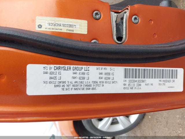 2011 Dodge Caliber Mainstreet მანქანა იყიდება აუქციონზე, vin: 1B3CB3HA1BD238071, აუქციონის ნომერი: 46148750