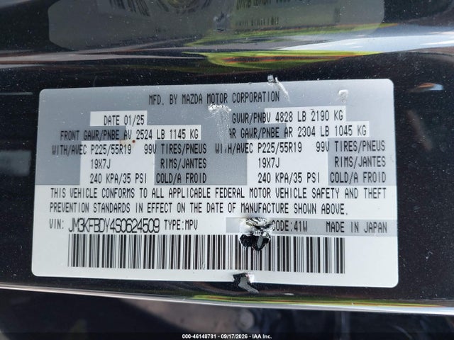 Продаж на аукціоні авто 2025 Mazda Cx-5 2.5 Turbo Premium, vin: JM3KFBDY4S0624509, номер лоту: 46148781