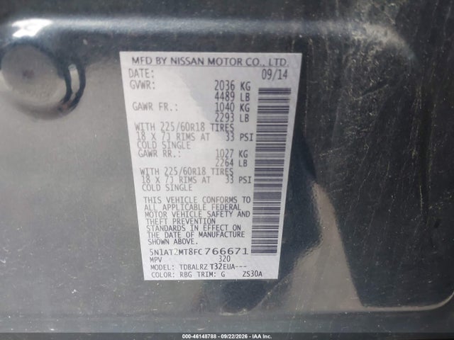 Продажа на аукционе авто 2015 Nissan Rogue Sl, vin: 5N1AT2MT8FC766671, номер лота: 46148788