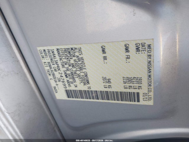 Aukcja sprzedaży 2013 Nissan Altima 2.5 S, vin: 1N4AL3AP4DC247699, numer aukcji: 46148825