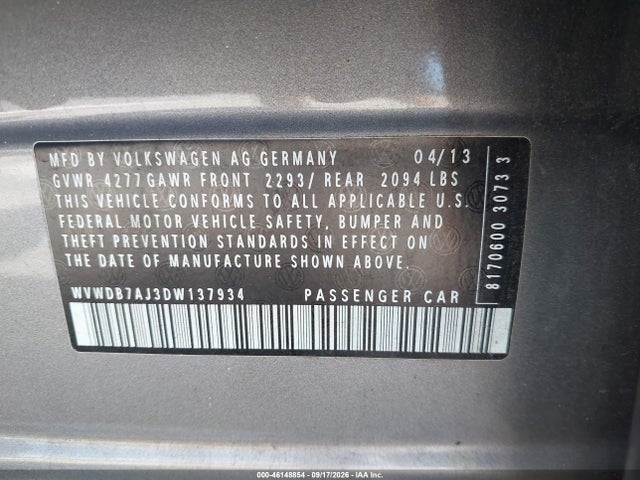 Продаж на аукціоні авто 2013 Volkswagen Golf 2.5l 4-door, vin: WVWDB7AJ3DW137934, номер лоту: 46148854