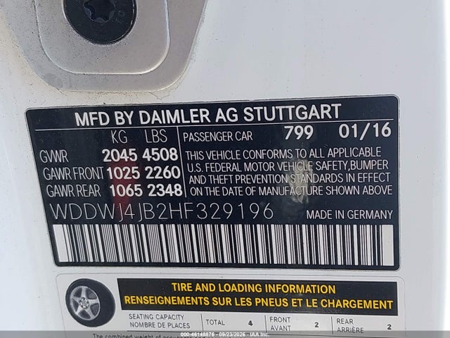 Aukcja sprzedaży 2017 Mercedes-benz C 300, vin: WDDWJ4JB2HF329196, numer aukcji: 46148876