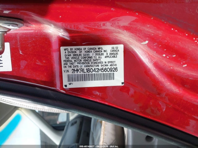 Aukcja sprzedaży 2002 Honda Odyssey Ex-l, vin: 2HKRL18042H560926, numer aukcji: 46148927