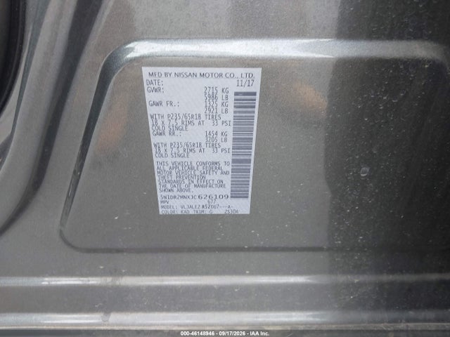 Продаж на аукціоні авто 2018 Nissan Pathfinder Sv, vin: 5N1DR2MNXJC626109, номер лоту: 46148946