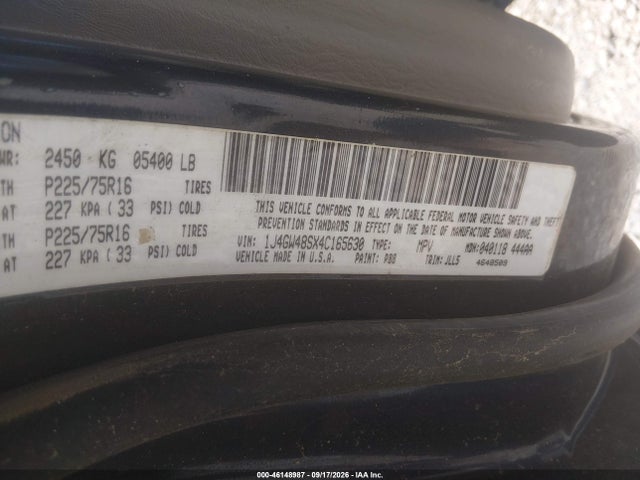 46148987 :رقم المزاد ، 1J4GW48SX4C165630 vin ، 2004 Jeep Grand Cherokee Laredo مزاد بيع