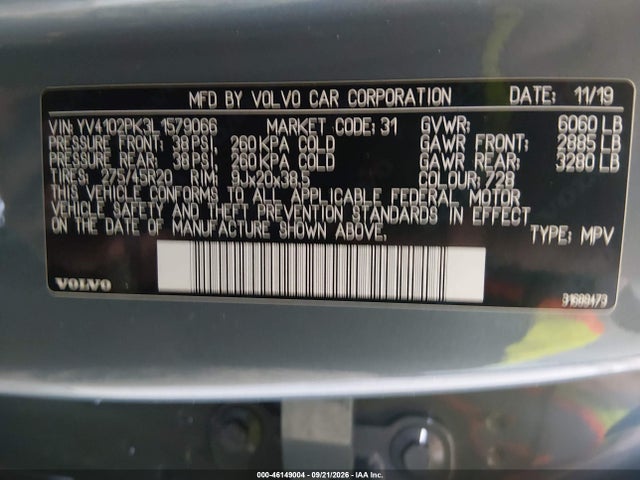 Продаж на аукціоні авто 2020 Volvo Xc90 T5 Momentum 7 Passenger, vin: YV4102PK3L1579066, номер лоту: 46149004
