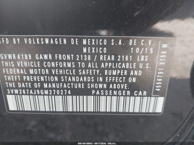 Продажа на аукционе авто 2016 Volkswagen Jetta 1.4t S, vin: 3VW267AJ9GM270274, номер лота: 46149043
