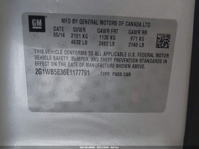 Продаж на аукціоні авто 2014 Chevrolet Impala Limited Lt, vin: 2G1WB5E36E1177791, номер лоту: 46149065