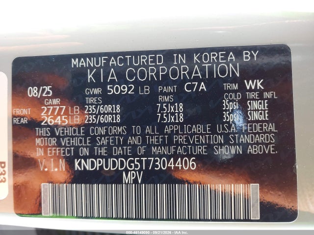 Продаж на аукціоні авто 2026 Kia Sportage Hybrid S, vin: KNDPUDDG5T7304406, номер лоту: 46149090
