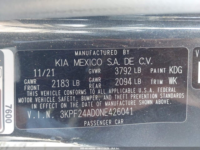KIA FORTE FE 2022 3KPF24AD0NE426041 Image 9
