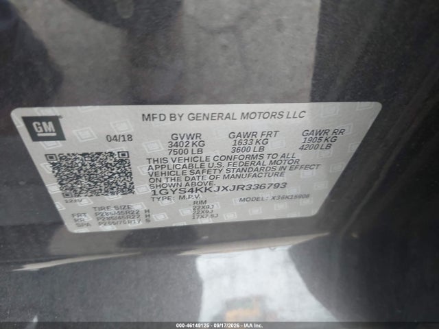 Продаж на аукціоні авто 2018 Cadillac Escalade Esv Platinum, vin: 1GYS4KKJXJR336793, номер лоту: 46149125