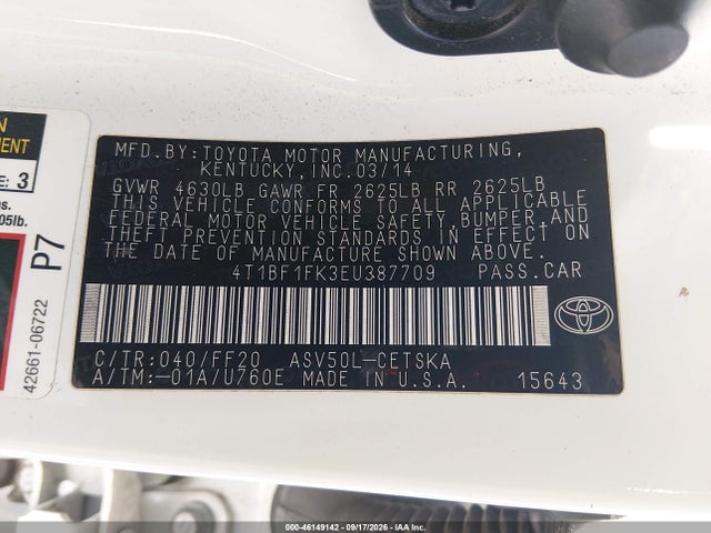 Toyota CAMRY SE 2014 4T1BF1FK3EU387709 Image 9