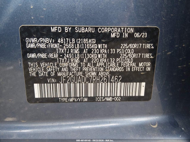 Продажа на аукционе авто 2024 Subaru Crosstrek Premium, vin: JF2GUADC7RH261462, номер лота: 46149148