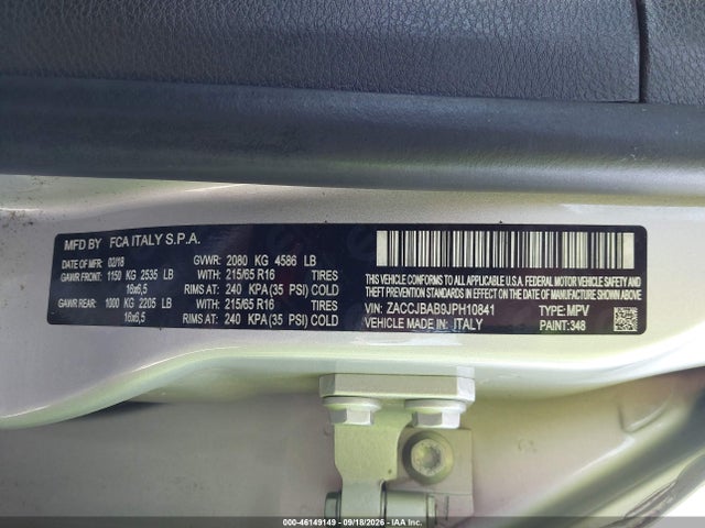 46149149 :رقم المزاد ، ZACCJBAB9JPH10841 vin ، 2018 Jeep Renegade Sport 4x4 مزاد بيع