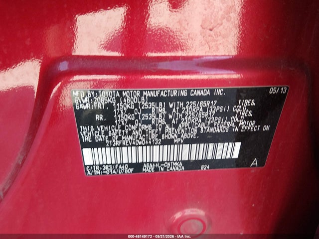 Aukcja sprzedaży 2013 Toyota Rav4 Xle, vin: 2T3RFREV4DW044132, numer aukcji: 46149172