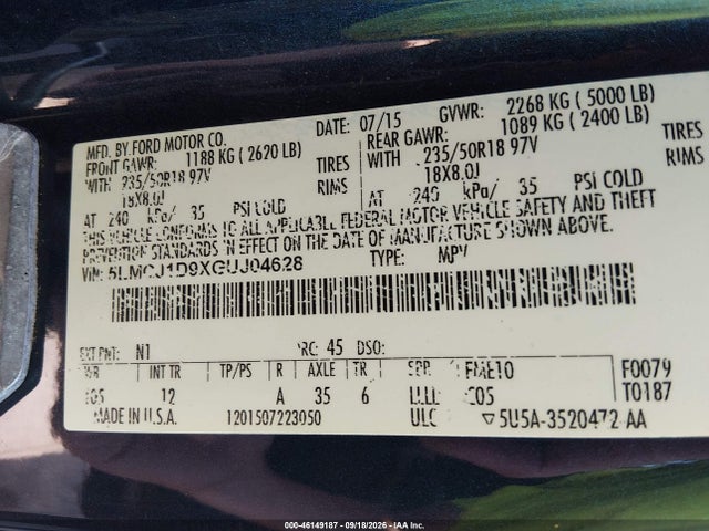 Продажа на аукционе авто 2016 Lincoln Mkc Premier, vin: 5LMCJ1D9XGUJ04628, номер лота: 46149187