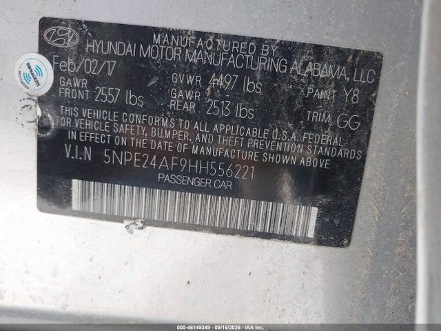 Hyundai SONATA SE 2017 5NPE24AF9HH556221 Image 9