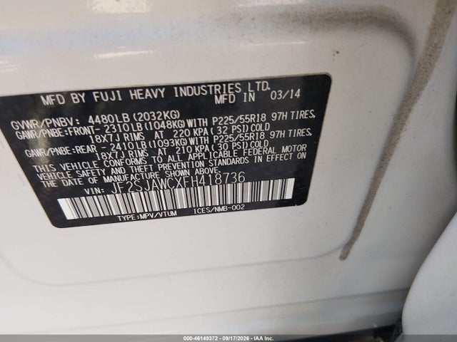 46149372 :رقم المزاد ، JF2SJAWCXFH418736 vin ، 2015 Subaru Forester 2.5i Touring مزاد بيع