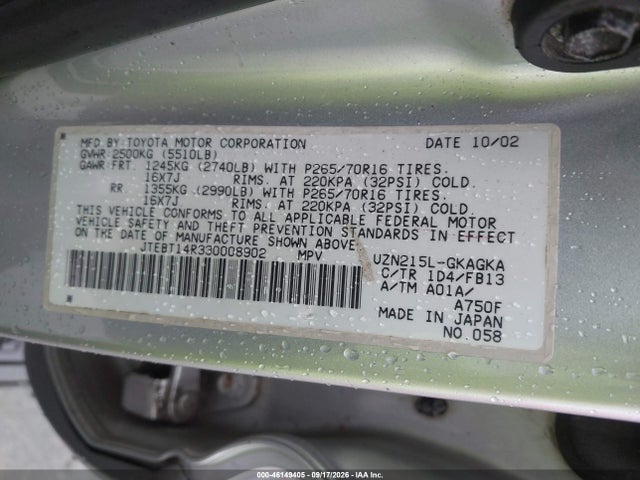 Продаж на аукціоні авто 2003 Toyota 4runner Sr5 Sport V8, vin: JTEBT14R330008902, номер лоту: 46149405