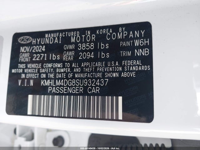 Продажа на аукционе авто 2025 Hyundai Elantra Sel Sport, vin: KMHLM4DG8SU932437, номер лота: 46149439
