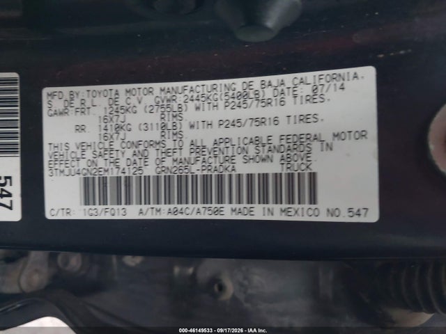 Продажа на аукционе авто 2014 Toyota Tacoma Prerunner V6, vin: 3TMJU4GN2EM174125, номер лота: 46149533