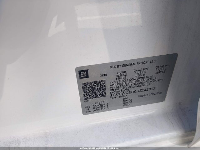 1GCPWCED0KZ142017 Chevrolet Silverado 1500 Lt