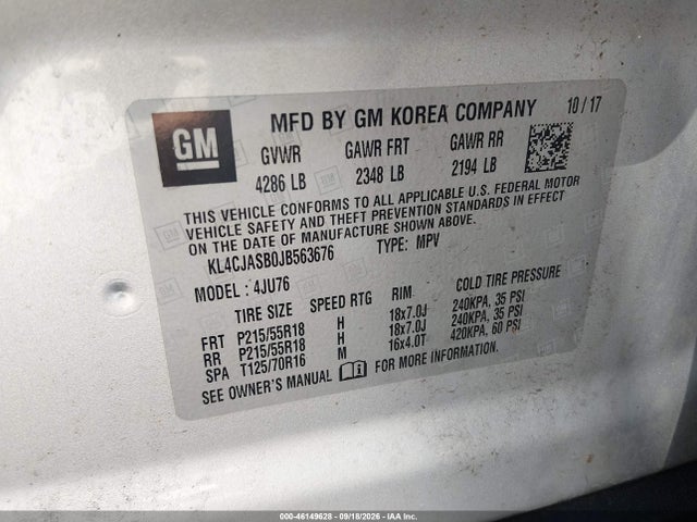 Aukcja sprzedaży 2018 Buick Encore Preferred, vin: KL4CJASB0JB563676, numer aukcji: 46149628