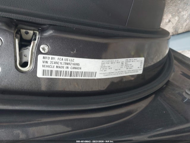 46149643 :رقم المزاد ، 2C4RC1L78NR216995 vin ، 2022 Chrysler Pacifica Hybrid Touring L مزاد بيع