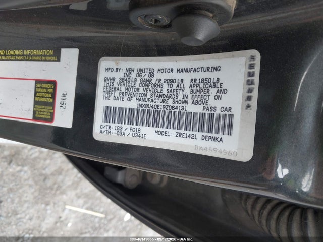 Продажа на аукционе авто 2009 Toyota Corolla Xle, vin: 1NXBU40E19Z064131, номер лота: 46149655
