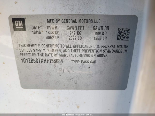 Chevrolet MALIBU LS 2017 1G1ZB5STXHF156084 Image 9