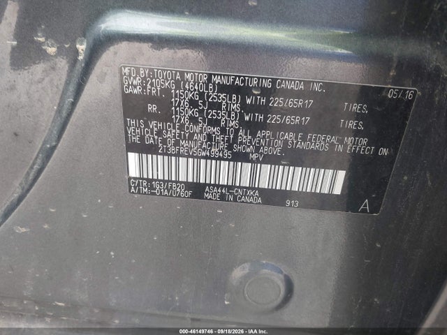 Продаж на аукціоні авто 2016 Toyota Rav4 Le, vin: 2T3BFREV5GW499495, номер лоту: 46149746