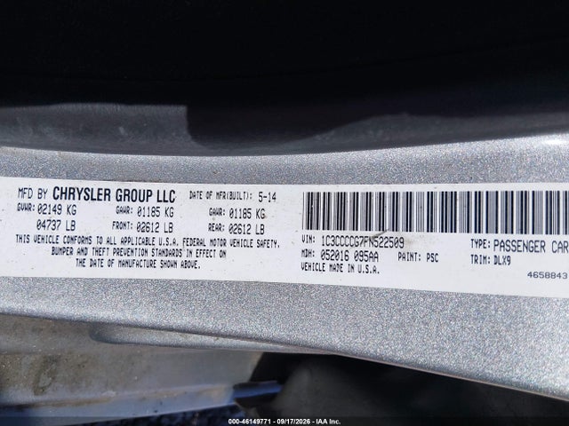 Aukcja sprzedaży 2015 Chrysler 200 C, vin: 1C3CCCCG7FN522509, numer aukcji: 46149771