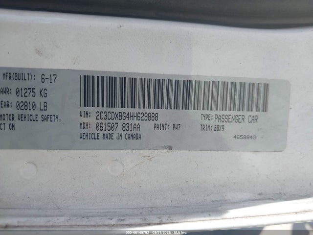 46149792 :رقم المزاد ، 2C3CDXBG4HH629888 vin ، 2017 Dodge Charger Se Rwd مزاد بيع